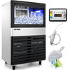 110V Commercial Ice Maker Machine 155LBS/24H with 39LBS Bin, LED Panel, Stainless Steel, Auto Clean, Include Water Filter, Scoop, Connection Hose, Professional Refrigeration Equipment