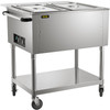 Commercial Electric Food Warmer, 2-Pot Steam Table Food Warmer 0-100? w/ 2 Lockable Wheels, Professional Stainless Steel Material with ETL Certification for Catering and Restaurants