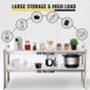 Double Overshelf, Double Tier Stainless Steel Overshelf, 36 in. Length x 12 in. Width Double Deck Overshelf, Height Adjustable Overshelf for Prep & Work Table in Kitchen, Restaurant