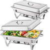 Chafing Dish 2 Packs, 9 Quart Stainless Steel Chafer Complete Set, Rectangular Chafers for Catering Buffet Warmer Set with Folding Frame