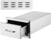 14x8.5 Inch Outdoor Kitchen Drawers Stainless Steel, Flush Mount Double Drawers,14W x 8.5H x 23D Inch, with Stainless Steel Handle, BBQ Drawers for