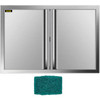 BBQ Access Door 28 x 19 Inch, Double BBQ Door Stainless Steel with Recessed Handle, Outdoor Kitchen Doors for BBQ Island, Grill Station, Outside Cabinet