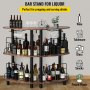 Home Bar Unit, 3 Tier for Liquor with Upgrade Guardrails, Corner Stand Table with Storage Shelves Wine Glasses Holder & Iron Lantern Ring for Kitchen, Pub (Rustic Brown)