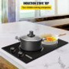 Built-in Induction Cooktop, 11 inch 2 Burners, 120V Ceramic Glass Electric Stove Top with Knob Control, Timer & Child Lock Included, 9 Power Levels with Boost Function for Simmer Steam Fry