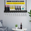 Ceiling Wine Glass Rack, 46.9 x 13 inch Hanging Wine Glass Rack, 18.9-35.8 inch Height Adjustable Hanging Wine Rack Cabinet, Black Wall-Mounted Wine