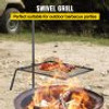 Swivel Grill, Heavy Duty Steel Campfire Grill,Single Layer Open Fire Grill, 24" x 24" Campfire Swivel Grill with Heat Dissipation Handle, Campfire Grill Stake for Outdoor Open Flame Cooking