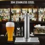 Beer Tower, Dual Faucet Tap Kegerator Tower, Stainless Steel Draft Beer Tower with 12" x 7" Drip Tray, 3" Dia. Column Beer Dispenser Tower, Beer Tower Kit with Hose, Wrench, Cover for Home & Bar