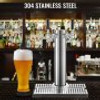 Beer Tower, Dual Faucet Tap Kegerator Tower, Stainless Steel Draft Beer Tower with 12" x 7" Drip Tray, 3" Dia. Column Beer Dispenser Tower, Beer Tower Kit with Hose, Wrench, Cover for Home & Bar