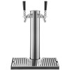 Beer Tower, Dual Faucet Tap Kegerator Tower, Stainless Steel Draft Beer Tower with 12" x 7" Drip Tray, 3" Dia. Column Beer Dispenser Tower, Beer Tower Kit with Hose, Wrench, Cover for Home & Bar