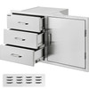 Outdoor Kitchen Door Drawer Combo 38.1''W x 22.6''H x 20.8''D, BBQ Access Door/Triple Drawers Combo with Stainless Steel Handles, Perfect for BBQ Island Patio Grill Station