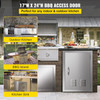 BBQ Access Door 17 x 24 Inch Vertical Island Door with Vents Stainless Steel Single Access Door Flush Mount Outdoor Kitchen