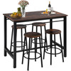 Bar Table and Chairs Set 43" Pub Table Set with 4 Bar Stools Kitchen Dining Table and Chairs Set for 4 Iron Frame Counter Height Dining Sets for Home, Kitchen, Living Room