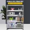 Storage Shelf, 5-Tier Storage Shelving Unit, Stainless Steel Garage Shelf, 47.2 x 17.7 x 70.9 inch Heavy Duty Storage Shelving, 661 Lbs Total Capacity with Adjustable Height and Vent Holes