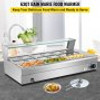 110V Bain Marie Food Warmer 9 Pan x 1/3 GN, Food Grade Stainelss Steel Commercial Food Steam Table 6-Inch Deep, 1500W Electric Countertop Food Warmer 63 Quart with Tempered Glass Shield