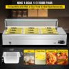 110V Bain Marie Food Warmer 9 Pan x 1/3 GN, Food Grade Stainelss Steel Commercial Food Steam Table 6-Inch Deep, 1500W Electric Countertop Food Warmer 63 Quart with Tempered Glass Shield