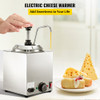 Cheese Dispenser with Pump, 2.6Qt Capacity Nacho Cheese Warmer with Pump, 650W Hot Fudge Warmer, Stainless Steel Hot Cheese Dispenser for Hot Fudge Cheese Caramel