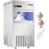 110V Commercial Snowflake Ice Maker 132LBS/24H, ETL Approved Food Grade Stainless Steel Flake Ice Machine Freestanding Flake Ice Maker for Seafood Restaurant, Water Filter and Spoon Included