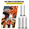 Manual Sausage Stuffer Maker 10L Capacity Two Speed Vertical Meat Filler Stainless Steel with 5 Stuffing Nozzles, Commercial and Home Use