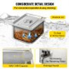 110V 4-Pan Commercial Food Warmer, 1200W Electric Steam Table 15cm/6inch Deep, Professional Stainless Steel Buffet Bain Marie 34 Quart for Catering and Restaurants