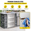 Outdoor Kitchen Drawers 16" W x 28.5" H x 20.5" D, Flush Mount Triple Access BBQ Drawers Stainless Steel with Handle, BBQ Island Drawers for Outdoor Kitchens or Patio Grill Station