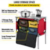Camping Kitchen Table, Aluminum Portable Folding Station with 4 Storage, 4 Detachable Legs and Carry Bag, Quick Installation for Outdoor Picnic Beach Party Cooking, Red