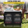 Aluminum Portable Folding Cook Station with Storage Organizer & Carrying Bag Quick Installation for Outdoor BBQ Party Backyards and Tailgating, Black