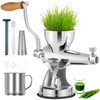 Manual Wheatgrass Juicer Stainless Steel Hand Crank Wheatgrass Juicer Hand Wheatgrass Grinder with Suction Cup Base & Table-top Clamp Manual Juicer Extractor for Ginger Celery Apple Grape