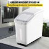 Ingredient Storage Bin, 11.4 Gallon Capacity Shelf Ingredient Bin, 280 Cup Flour Bins on Wheels Commercial Prosave Shelf-storage Ingredient Bin with Lid and Scoop Rice Bin for Kitchen White