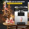 2200W Commercial Ice Cream Machine 20 To 28L or 5.3 To 7.4Galper Hour Soft Serve Ice Cream Maker with LED Display Auto Shut Off Timer 3 Flavors Perfect for Restaurants Snack bar Supermarkets