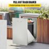 Pull Out Trash Drawer 19.7W x 26.5H Inch Outdoor Kitchen Drawers Stainless Steel with Trash Bag Ring for BBQ Island or Grill Station