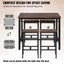 Bar Table and Chairs Set 47" Pub Table Set with 4 Bar Stools Kitchen Dining Table and Chairs Set for 4 Iron Frame Counter Height Dining Sets for Home, Kitchen, Living Room