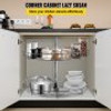 Kidney Chrome Lazy Susan, 24-inch Diameter, 360ø Rotating 2-Shelf Carbon Steel Blind Corner Cabinet Organizer with 66 lbs Total Load Capacity & Adjustable Height, Perfect for Kitchen Storage