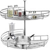 Kidney Chrome Lazy Susan, 24-inch Diameter, 360ø Rotating 2-Shelf Carbon Steel Blind Corner Cabinet Organizer with 66 lbs Total Load Capacity & Adjustable Height, Perfect for Kitchen Storage