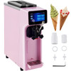 Commercial Ice Cream Maker, 10-20L/H Yield, 1000W Countertop Soft Serve Machine with 4.5L Hopper 1.6L Cylinder, Frozen Yogurt Maker with Touch Screen Puffing Pre-Cooling Shortage Alarm, Pink