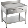 Stainless Steel Work Table 24 x 42 in Commercial Food Prep Worktable with 2 Drawers, Undershelf and Backsplash, 992 lbs Load Stainless Steel Kitchen Island for Restaurant, Home and Hotel