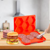 Innovative Burger Patty Press Freezer 5-In-1 Burger Press and Freezer Container Non Stick Hamburger Patty Freezer Containers Red Hexagonal Burger Patties, Silicone Frozen Hamburger Patty Maker