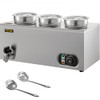 110V Commercial Food Warmer 12.6 Qt Capacity, 800W Electric Soup Warmer Adjustable Temp.86-185?, Stainless Steel Countertop Soup Pot with Tap, Bain Marie Food Warmer for Cheese/Hot Dog/Rice