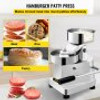 Commercial Hamburger Patty Maker 150mm/6inch Stainless Steel Burger Press Heavy Duty Hamburger Press Meat Patty Maker Hamburger Forming Processor with 1000 Pcs Patty Papers