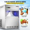 110V Commercial Snowflake Ice Maker 88LBS/24H, ETL Approved Food Grade Stainless Steel Flake Ice Machine Freestanding Flake Ice Maker for Seafood Restaurant, Water Filter and Spoon Included