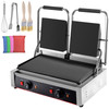 Commercial Sandwich Panini Press Grill, 2X1800W Double Flat Plates Electric Stainless Steel Sandwich Maker, Temperature Control 122Ã¸F-572Ã¸F Non Stick Surface for Hamburgers Steaks Bacons.