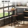 Bar Table and Chairs Set 39" Pub Table Set with 2 Bar Stools Kitchen Dining Table and Chairs Set for 2 Iron Frame Counter Height Dining Sets for Home, Kitchen, Living Room