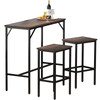 Bar Table and Chairs Set 39" Pub Table Set with 2 Bar Stools Kitchen Dining Table and Chairs Set for 2 Iron Frame Counter Height Dining Sets for Home, Kitchen, Living Room