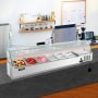 Refrigerated Condiment Prep Station, 60-Inch, 16.8Qt Sandwich Prep Table w/ 4 1/3 Pans & 4 1/6 Pans, 146W Salad Bar w/ 304 Stainless Body Tempered Glass Shield Digital Temp Display Auto Defrost