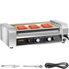 Hot Dog Roller, 12 Hot Dog Capacity 5 Rollers, 750W Stainless Steel Cook Warmer Machine with Dual Temp Control, LED Light and Detachable Drip Tray,