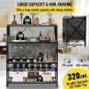 Wine Rack Home Bar Table, Industrial Liquor Storage Cabinets with Glass Holder, Bakers Rack Freestanding with Large Capacity for Home Kitchen Dining Room, Hold 12 Bottles of Wine (Gray)
