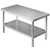Stainless Steel Prep Table, 48 x 30 x 34 Inch, 550lbs Load Capacity Heavy Duty Metal Worktable with Adjustable Undershelf, Commercial Workstation for Kitchen Restaurant Garage Backyard