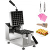 Commercial Bubble Waffle Maker, 8" Square Mould, 1200W Egg Bubble Puff Iron w/ 360Ã¸Rotatable 2 Pans & Bent Handles, Stainless Steel Baker w/ Non-Stick Teflon Coating, 50-300?/122-572? Adjustable