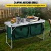 Aluminum Portable Folding Camp Station with Storage Organizer & 4 Adjustable Feet Quick Installation for Outdoor Picnic Beach Party Cooking, Green