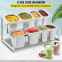 Expandable Spice Rack, 13.8"-23.6" Adjustable, 2-Tier Stainless Steel Organizer Shelf with 4 1/9 Pans 4 1/6 Pan 8 Ladles, Countertop Inclined Holder for Sauce Ingredients Fruits, for Kitchen Use