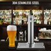 Beer Tower, Single Faucet Kegerator Tower, Stainless Steel Draft Beer Tower with 12" x 7" Drip Tray, 3" Dia. Column Beer Dispenser Tower, Beer Tower Kit with Hose, Wrench, Cover for Home & Bar